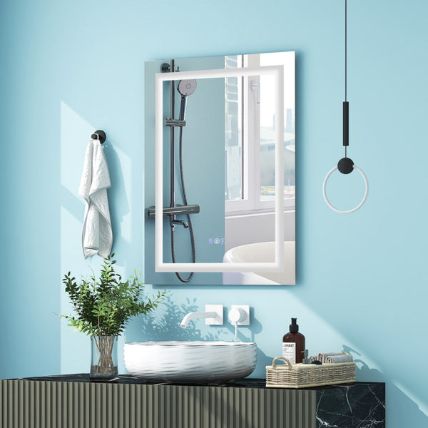 32 Inch X 24 Inch Bathroom Anti-Fog Wall Mirror with Colorful Light