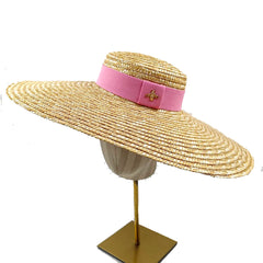 Summer Straw Hat Pearl Pin Women'S Summer Seaside Sunshade Hollow Groove Flat Top Straw Hat Sombrero 여성모자
