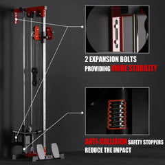Cable Crossover Machine, Lat Pull down Machine, Wall Mounted Pulley Tower Functional Trainer with Adjustable 26 Positions Dual Pulley System, Lat Pulldown Cable Training for Home Gym Fitness