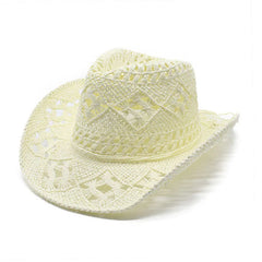 Straw Hats Cowboy Woven Hand Knitting Sun Hats Western Cowboy Hats Foldable Roll up Cap Travel Dresses Office Gift Men & Women
