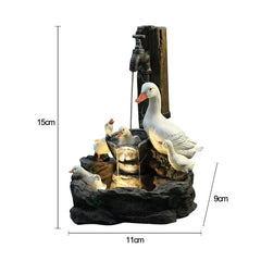 Solar Animal Garden Statue Ornaments with LED Lights Creative Resin Squirrel Duck Fountain Statues Figurines Garden Lawn Decor