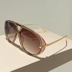 Oversized Pilot Sunglasses 2025 New Vintage Double Bridge Sun Glasses Women Trendy Luxury Brand Design Outdoor Shades