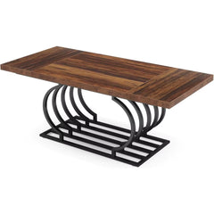 Dining Table, 63 Inch Faux Marble Wood Kitchen Table for 6 People, Rectangular Dinner Room Table Geometric Frame for Kitchen