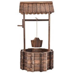 Outdoor Wooden Wishing Well Planter Bucket