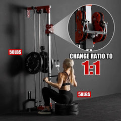 Cable Crossover Machine, Lat Pull down Machine, Wall Mounted Pulley Tower Functional Trainer with Adjustable 26 Positions Dual Pulley System, Lat Pulldown Cable Training for Home Gym Fitness