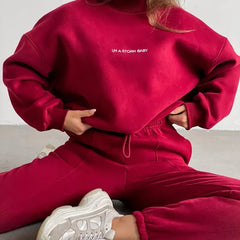 2025 Hot Sale Women'S Clothing Printing Sweatshirtsuit 2-Piece Set Spring Season Cross-Border Fashion European American Style