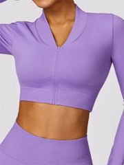 Tight Seamless Sport Jacket Women Zipper Yoga Coat Clothes Quick Dry Long Sleeve Fitness Suit Gym Workout Running Sportwear