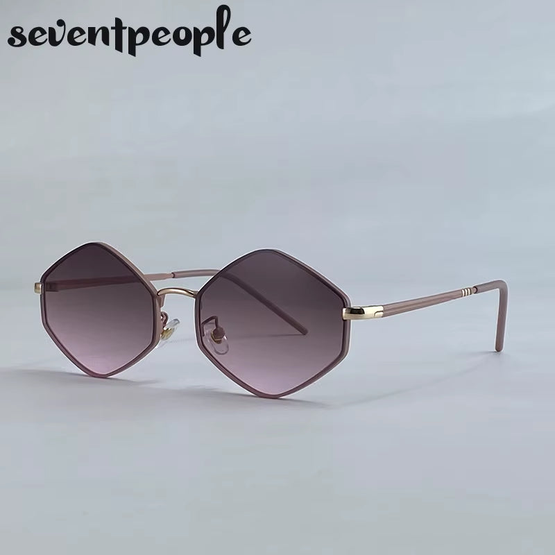 Vintage Steampunk Polygon Sunglasses Women 2025 Luxury Brand Classic Hexagon Sun Glasses Trendy Driving Shades for Ladies UV400