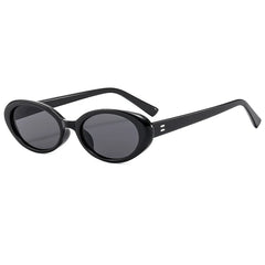 New Women'S Retro Oval Sunglasses Black Small Frame Fashion Brand Trendy Hot Points Sun Glasses Female Lady Goggle UV400