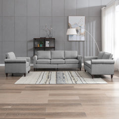 Living Room Furniture Sets with 5.9"Upholstered Cushion, 3-Seater Sofa Couch and Loveseat, Sofa Set for Living Room(Light Grey)