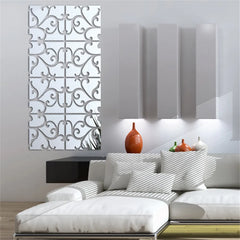 4Pc Acrylic Mirror Wall Stickers Self Adhesive Flower ShapeHome Living Room