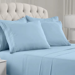 Queen Size Bed - 6 Piece Iconic Collection Bedding Sheets & Pillowcases - Hotel Luxury, Soft, Cooling Bed Sheets