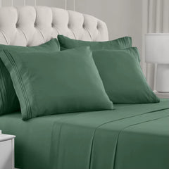 Queen Size Bed - 6 Piece Iconic Collection Bedding Sheets & Pillowcases - Hotel Luxury, Soft, Cooling Bed Sheets