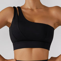 Sexy Women'S Sports One Shoulder Bra Gym Push up Workout Underwear High Strength Support Running Fitness Bra Vest