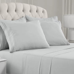 Queen Size Bed - 6 Piece Iconic Collection Bedding Sheets & Pillowcases - Hotel Luxury, Soft, Cooling Bed Sheets