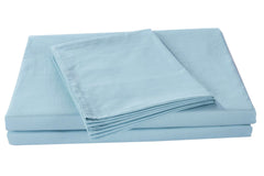 Bedding-Soothing SeaFoam Sky Blue Cotton Fitted Bed Sheet W/Pillow Cases