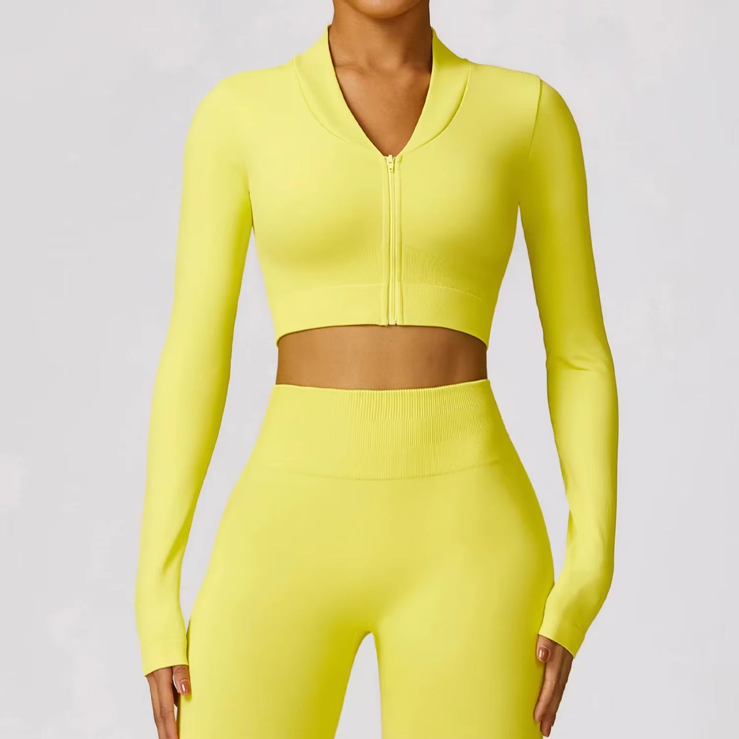 Tight Seamless Sport Jacket Women Zipper Yoga Coat Clothes Quick Dry Long Sleeve Fitness Suit Gym Workout Running Sportwear