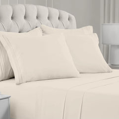 Queen Size Bed - 6 Piece Iconic Collection Bedding Sheets & Pillowcases - Hotel Luxury, Soft, Cooling Bed Sheets