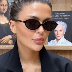 New Oval Sunglasses for Women Fashion Brand Black Small Frame Sun Glasses Female Retro Clear Lenses Eyewear Lady Trendy UV400