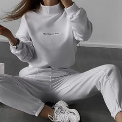 2025 Hot Sale Women'S Clothing Printing Sweatshirtsuit 2-Piece Set Spring Season Cross-Border Fashion European American Style