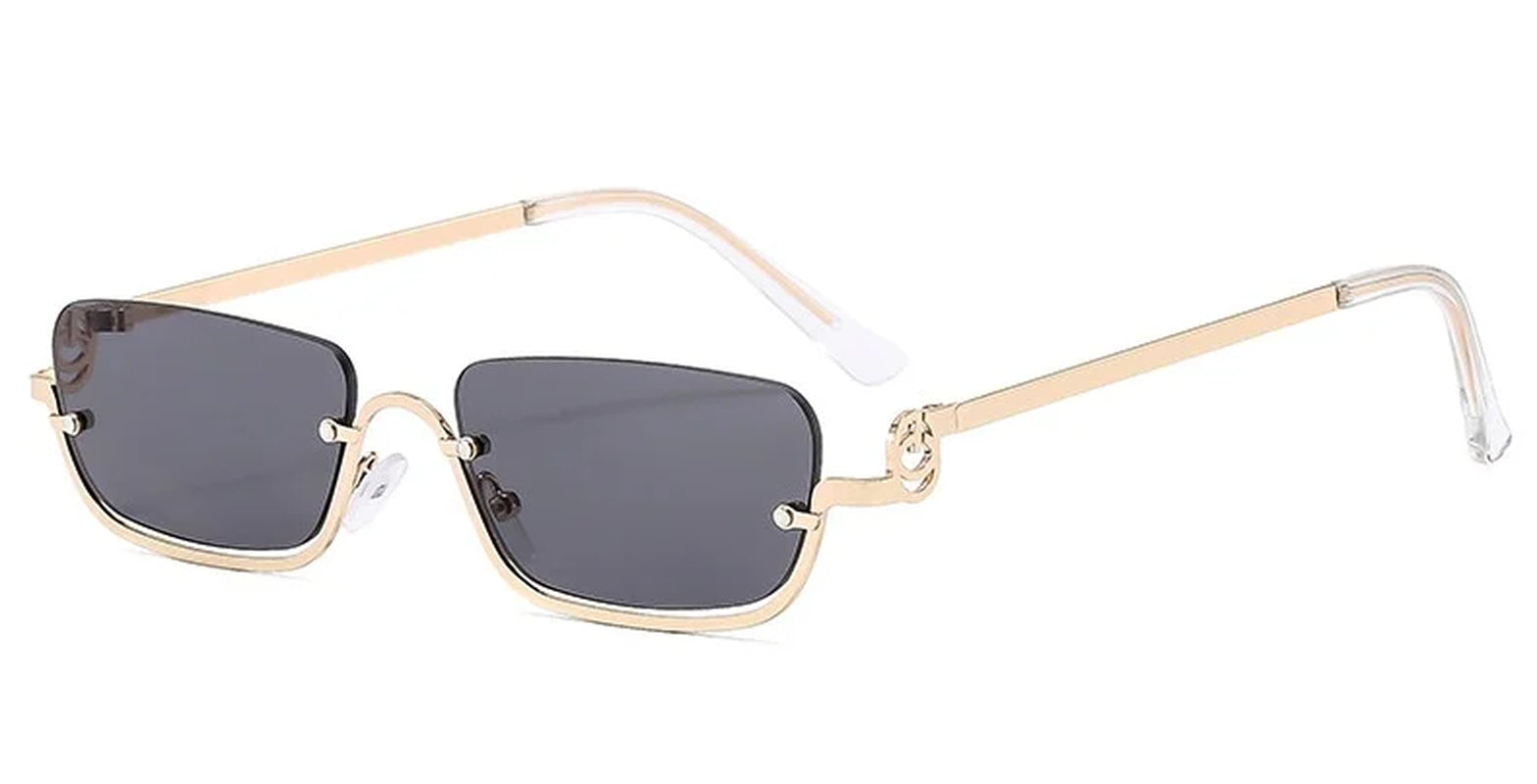 Fashionable Metal Lower Half Frame Square Sunglasses Luxury Men and Women Travel Sunglasses Retro Personality Driving Sunglasses