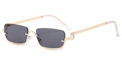 Fashionable Metal Lower Half Frame Square Sunglasses Luxury Men and Women Travel Sunglasses Retro Personality Driving Sunglasses