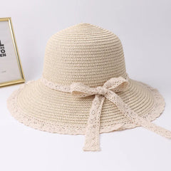 2019 Summer Bow Ribbon Sun Hat Panama Women'S Cap Bonnet Beach Straw Hats Summer Hats for Women Шляпа Соломенная Gorro Mujer