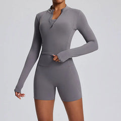 Women'S 2Pcs Yoga Suit Tight Fitting Sports Set Workout Breathable Fitness Bra Gym Long Sleeve Crop Top Bell-Bottoms Leggings