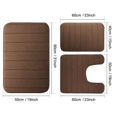 3Pc Sets Bath Mats Non Slip Memory Foam Bathroom Soft Rugs Water Absorption Dry Fast Bath Mat Machine Washable for Home Floor