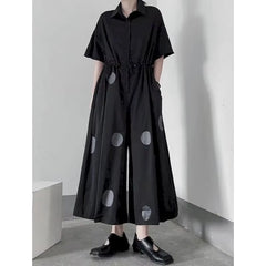 Dot Jumpsuits for Women Harajuku Korean Fashion Wide Leg Pants One Piece Outfits Women Rompers Loose Casual Vintage Playsuits
