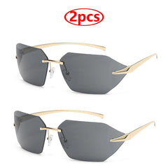 Cycling Polygon Square Sunglasses Men Fashion Rimless Sports Eyeglasses UV400 Women Trending Metal Sun Glasses Female