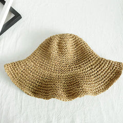 Womens Floppy Straw Sun Hat Foldable Packable Roll up Wide Brim Beach Caps Summer Vacation Sun Hat for Women