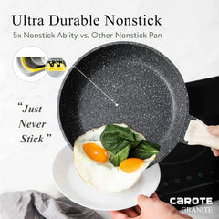 21Pcs Pots and Pans Set Nonstick, Cookware Set Black Granite Induction Kitchen Cooking Set W/Frying Pans