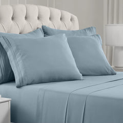 Queen Size Bed - 6 Piece Iconic Collection Bedding Sheets & Pillowcases - Hotel Luxury, Soft, Cooling Bed Sheets