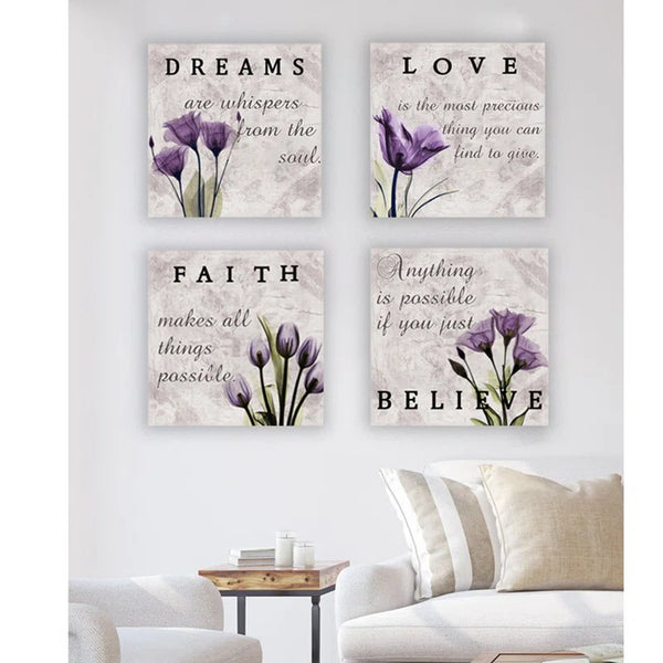 " Purple Tulip Bathroom Decor " 4 - Pieces