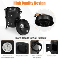 3-In-1 Charcoal BBQ Grill Cambo with Built-In Thermometer