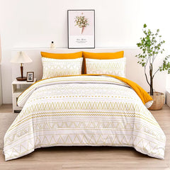Comforter Set King Size,7 Pieces Bed in a Bag Grey White Comforter Geometric Bohemian Complete Bedding Set with Sheet