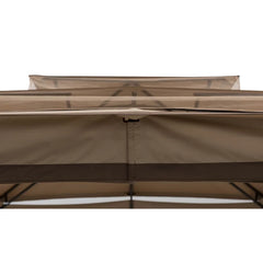 13X13 Ft. Steel Gazebo with 3-Tier Canopy Roof, Outdoor Steel Frame Soft Top Gazebo with Netting and Curtains