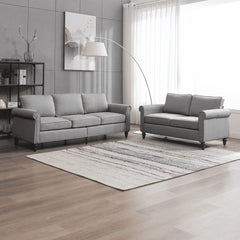 Living Room Furniture Sets with 5.9"Upholstered Cushion, 3-Seater Sofa Couch and Loveseat, Sofa Set for Living Room(Light Grey)