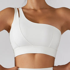 Sexy Women'S Sports One Shoulder Bra Gym Push up Workout Underwear High Strength Support Running Fitness Bra Vest