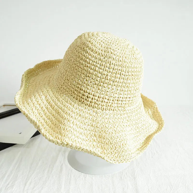 Womens Floppy Straw Sun Hat Foldable Packable Roll up Wide Brim Beach Caps Summer Vacation Sun Hat for Women