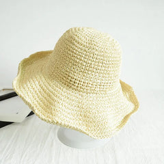Womens Floppy Straw Sun Hat Foldable Packable Roll up Wide Brim Beach Caps Summer Vacation Sun Hat for Women