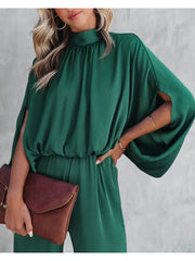 Jumpsuits for Women 2022 Elegant Autumn Elegant Casual Long Sleeve Solid Color Waist Loose Wide Legs Pants Jumpsuit