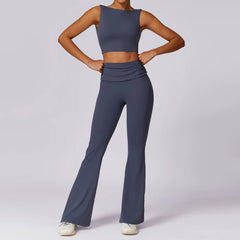 2025 New Yoga Set 2Pcs Seamless Woman Sportswear Sport Outfit High Waist Leggings Set Top Vest Female Vest Gym Fitness Clothing