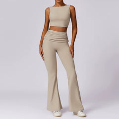 2025 New Yoga Set 2Pcs Seamless Woman Sportswear Sport Outfit High Waist Leggings Set Top Vest Female Vest Gym Fitness Clothing