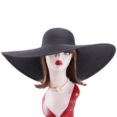 7.1''/18Cm Foldable Oversized Huge Wide Brim Sun Beach Straw Hats Wedding Womens Floppy Party Dressy A330
