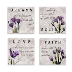 " Purple Tulip Bathroom Decor " 4 - Pieces