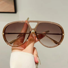 Oversized Pilot Sunglasses 2025 New Vintage Double Bridge Sun Glasses Women Trendy Luxury Brand Design Outdoor Shades