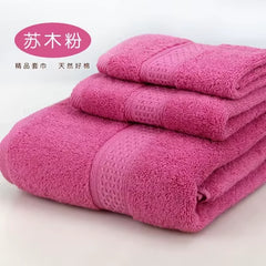 Bath Towel Set with Handkerchief, Face Cloth, Family Terry Towels, Bathroom Gift, 17 Colors, 3 Pcs