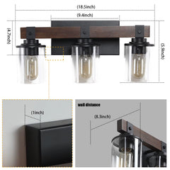 3-Lights Farmhouse Vanity Lights Fixture Rustic Bathroom Light Fixture Bathroom Sconce (Without Bulbs)